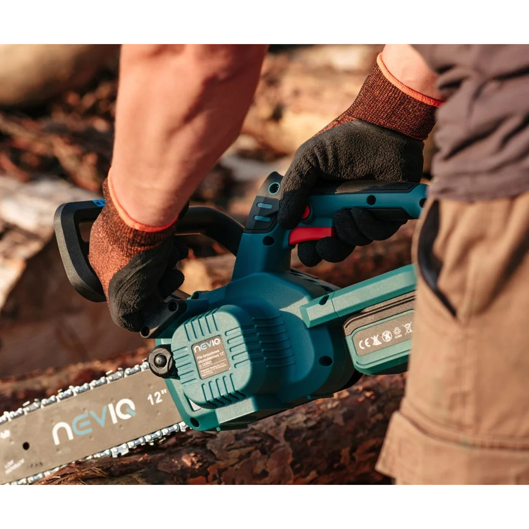 Motosierra sin cable NEVIQ, barra de 12'', 1000W, motor sin escobillas, L12302