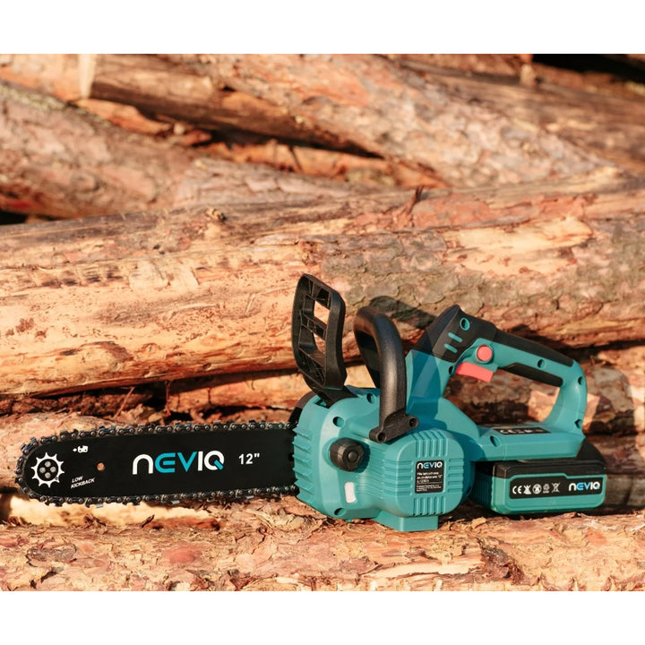 Motosierra sin cable NEVIQ, barra de 12'', 1000W, motor sin escobillas, L12302
