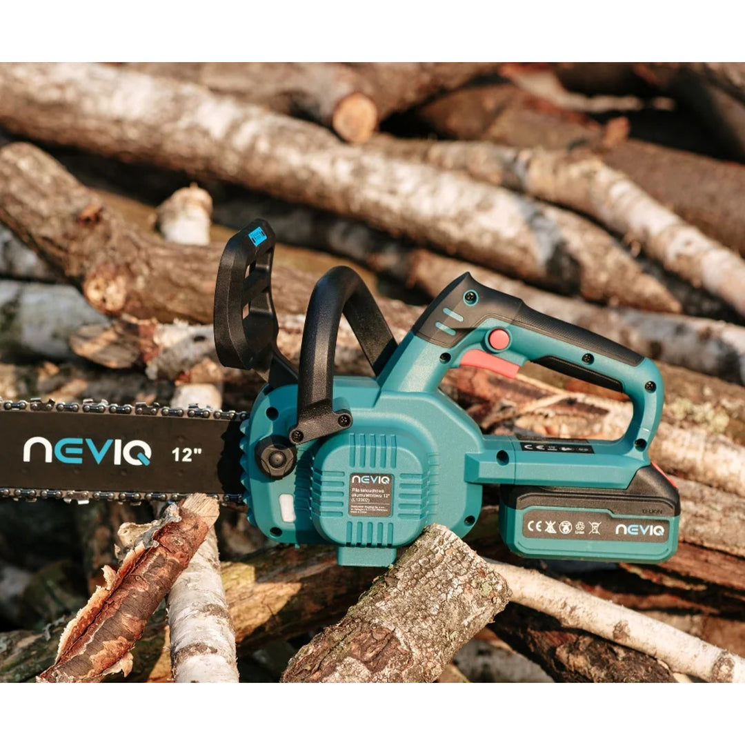 Motosierra sin cable NEVIQ, barra de 12'', 1000W, motor sin escobillas, L12302