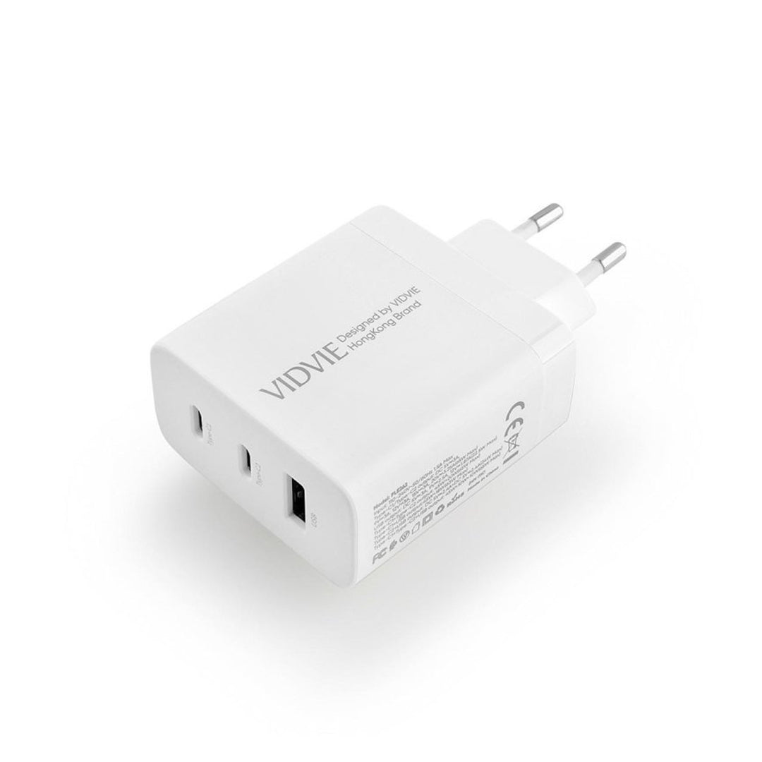 VIDVIE mains charger, 3A, 65W, 2x USB-C, 1x USB, USB-C/USB-C cable, PLE262