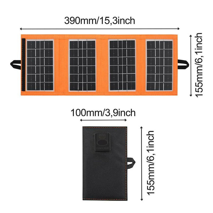Solar panel, charger, 6W, 1 USB port, black and orange, A01