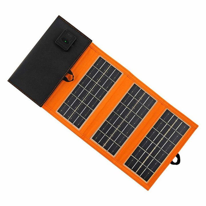 Solar panel, charger, 10W, 1 USB port, black and orange, A02