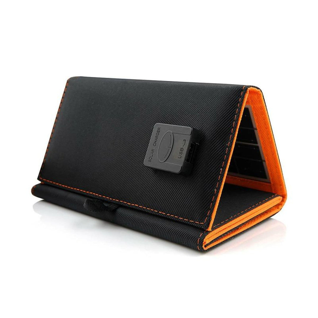 Solar panel, charger, 10W, 1 USB port, black and orange, A02