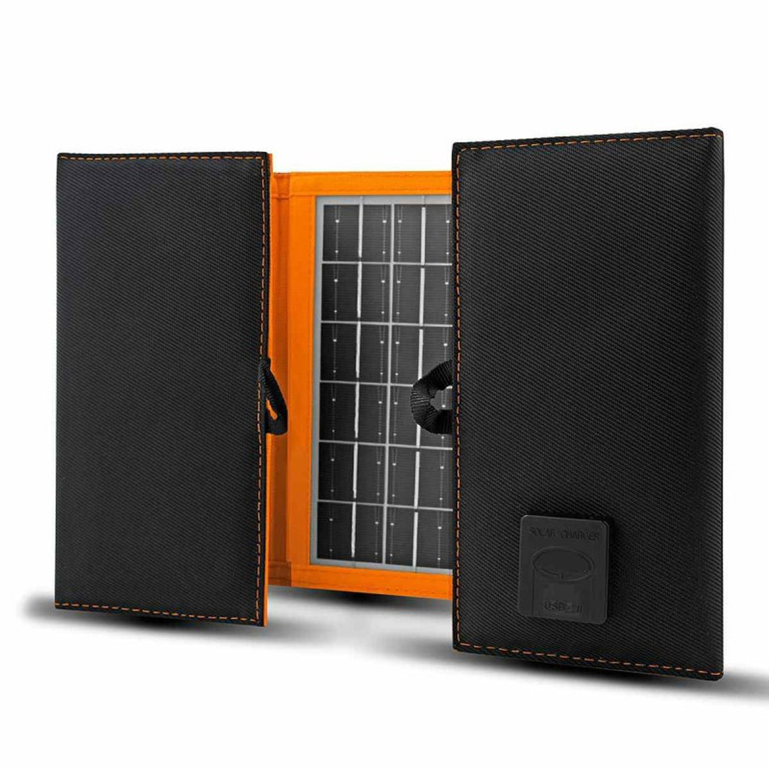 Solar panel, charger, 10W, 1 USB port, black and orange, A02