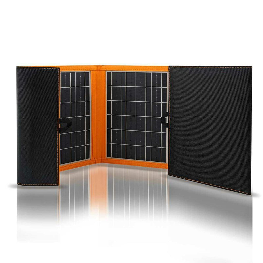 Solar panel, charger, 20W, 2 USB ports, black and orange, A05