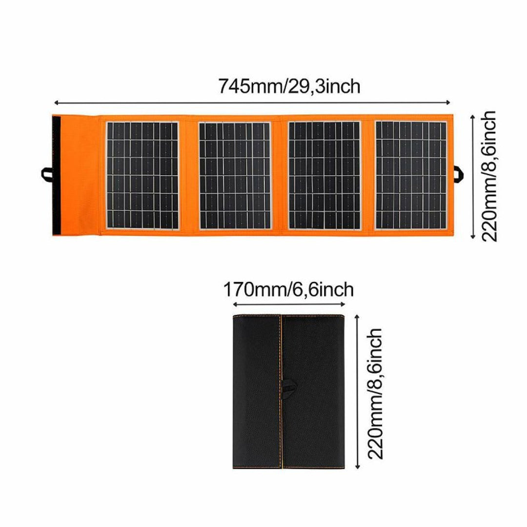 Solar panel, charger, 20W, 2 USB ports, black and orange, A05