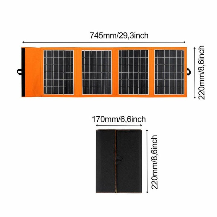 Solar panel, charger, 20W, 2 USB ports, black and orange, A05
