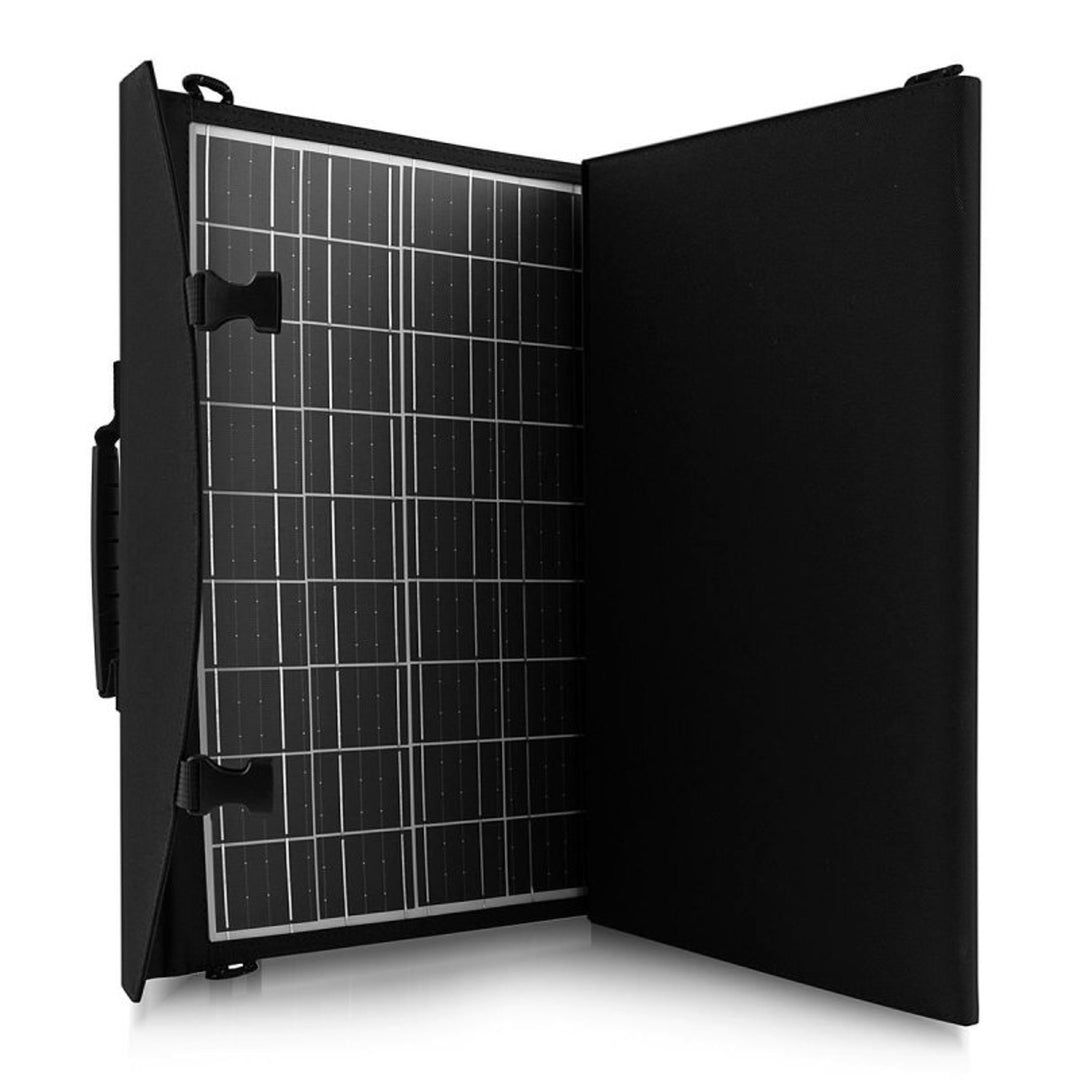 Solar panel, charger, 60W, 2 USB ports, black and orange, A06