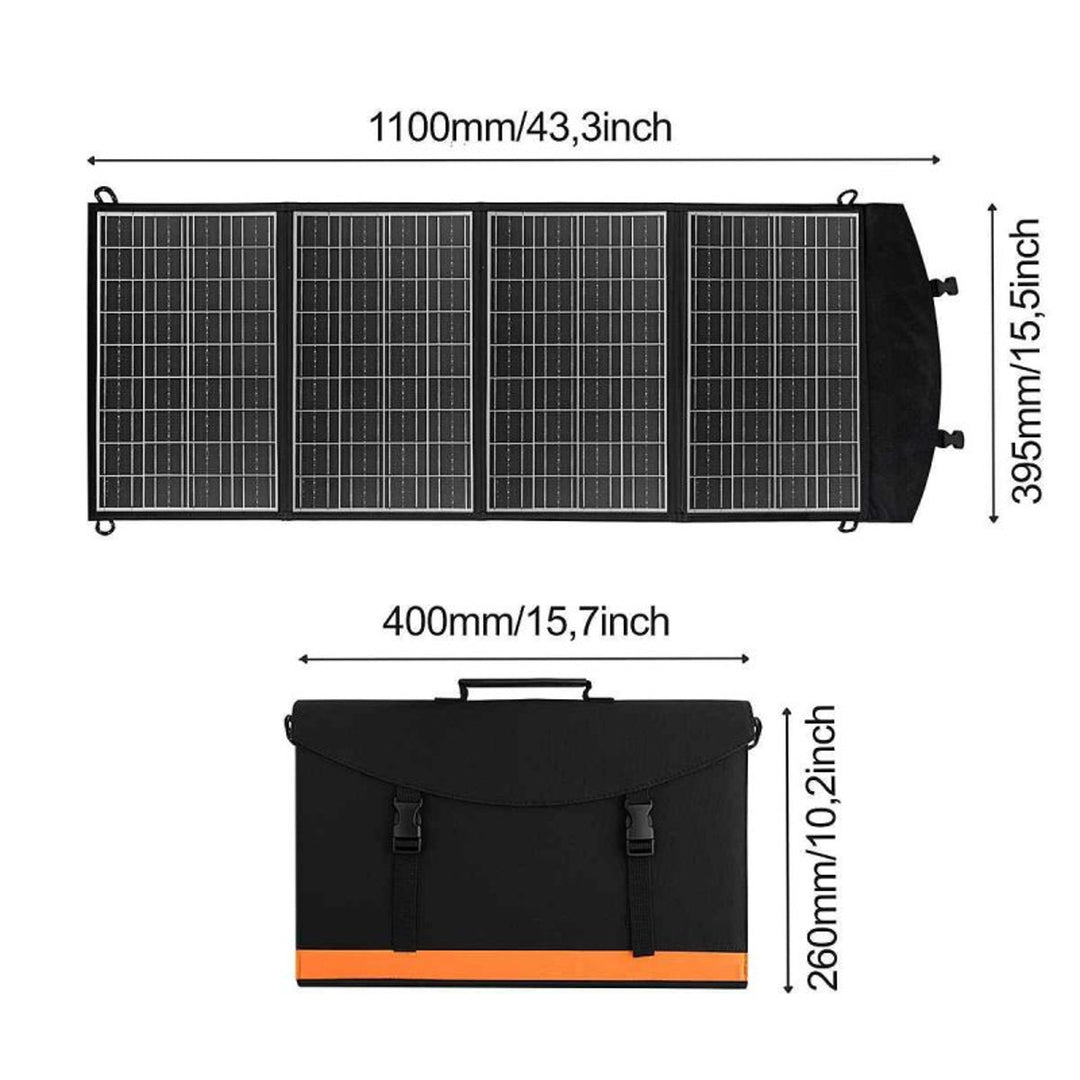 Solar panel, charger, 60W, 2 USB ports, black and orange, A06