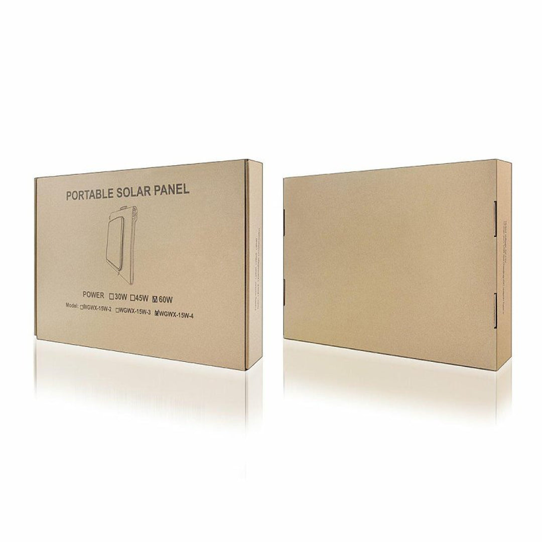 Solar panel, charger, 60W, 2 USB ports, black and orange, A06