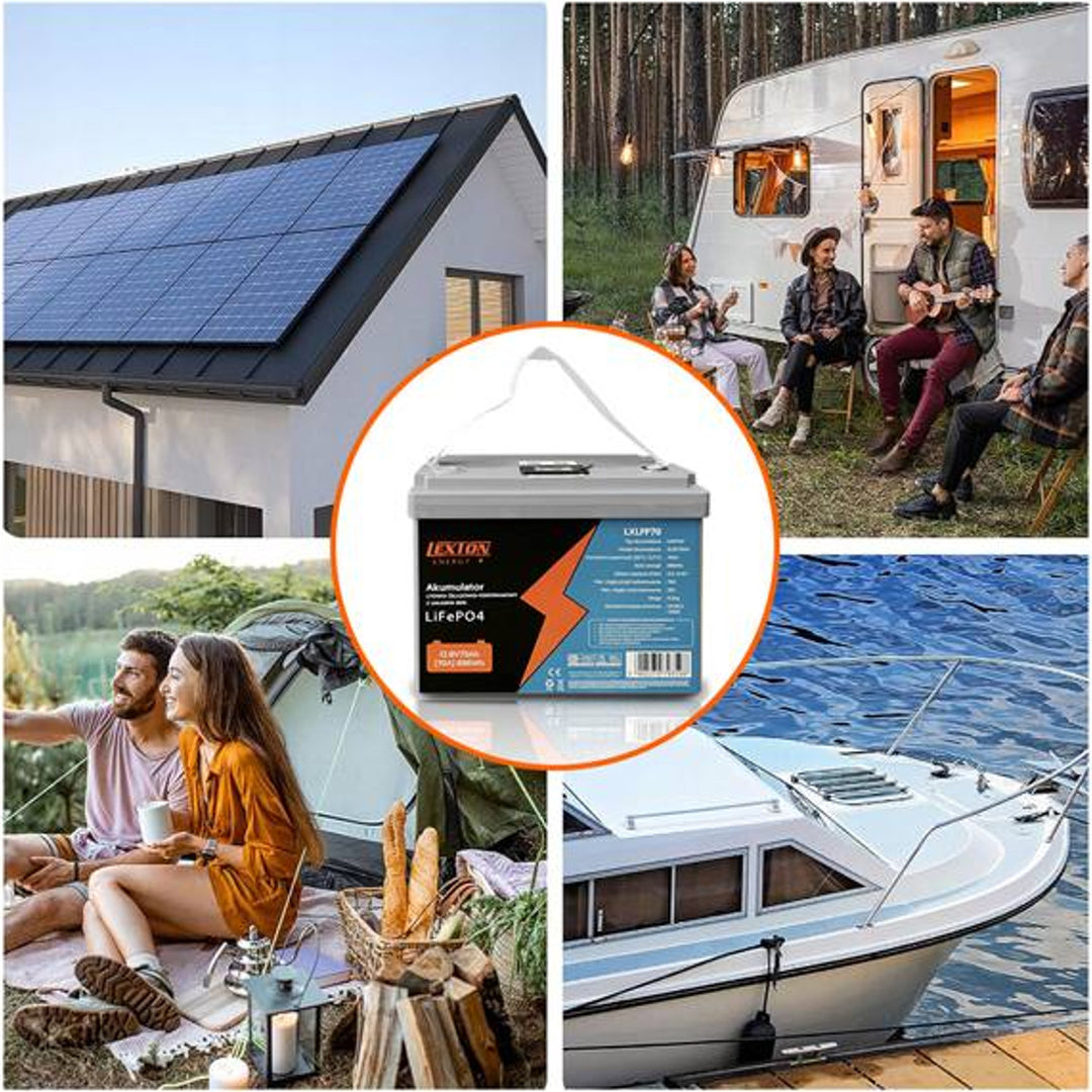 Lexton Lithium-Eisen-Phosphat LiFePo4 Akku, mit BMS, 12,8V, 70Ah, LXLFP70
