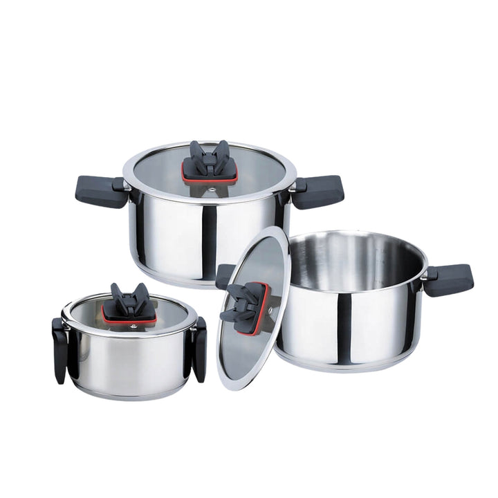 Maestro pot set, 6 pieces, stainless steel, folding handles, MR-3531-6