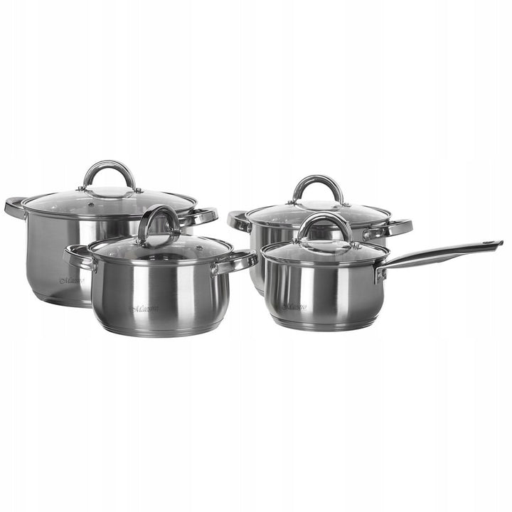 Maestro 9 el. pot set. 1.5L, 2L, 3L, 5L, stainless steel, dishwasher safe, suitable for all types of stoves, hot pot stand, MR-2021