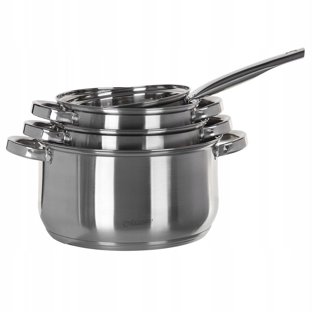 Maestro 9 el. pot set. 1.5L, 2L, 3L, 5L, stainless steel, dishwasher safe, suitable for all types of stoves, hot pot stand, MR-2021