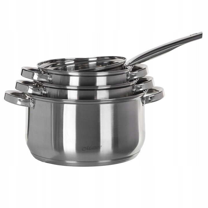 Maestro 9 el. pot set. 1.5L, 2L, 3L, 5L, stainless steel, dishwasher safe, suitable for all types of stoves, hot pot stand, MR-2021