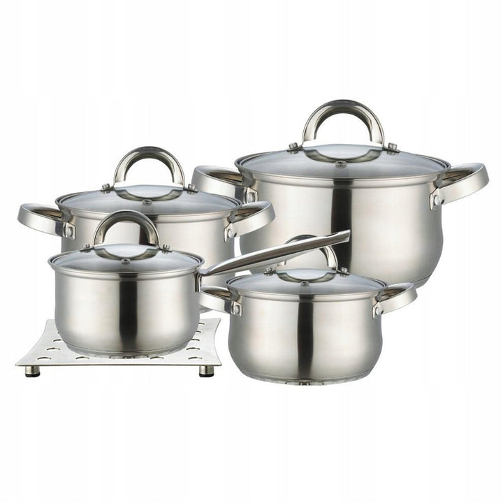 Maestro 9 el. pot set. 1.5L, 2L, 3L, 5L, stainless steel, dishwasher safe, suitable for all types of stoves, hot pot stand, MR-2021