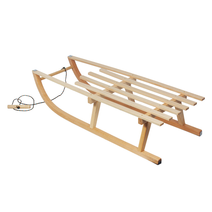 GreenBlue wooden sled, classic, with cord, up to 100 kg, GB153