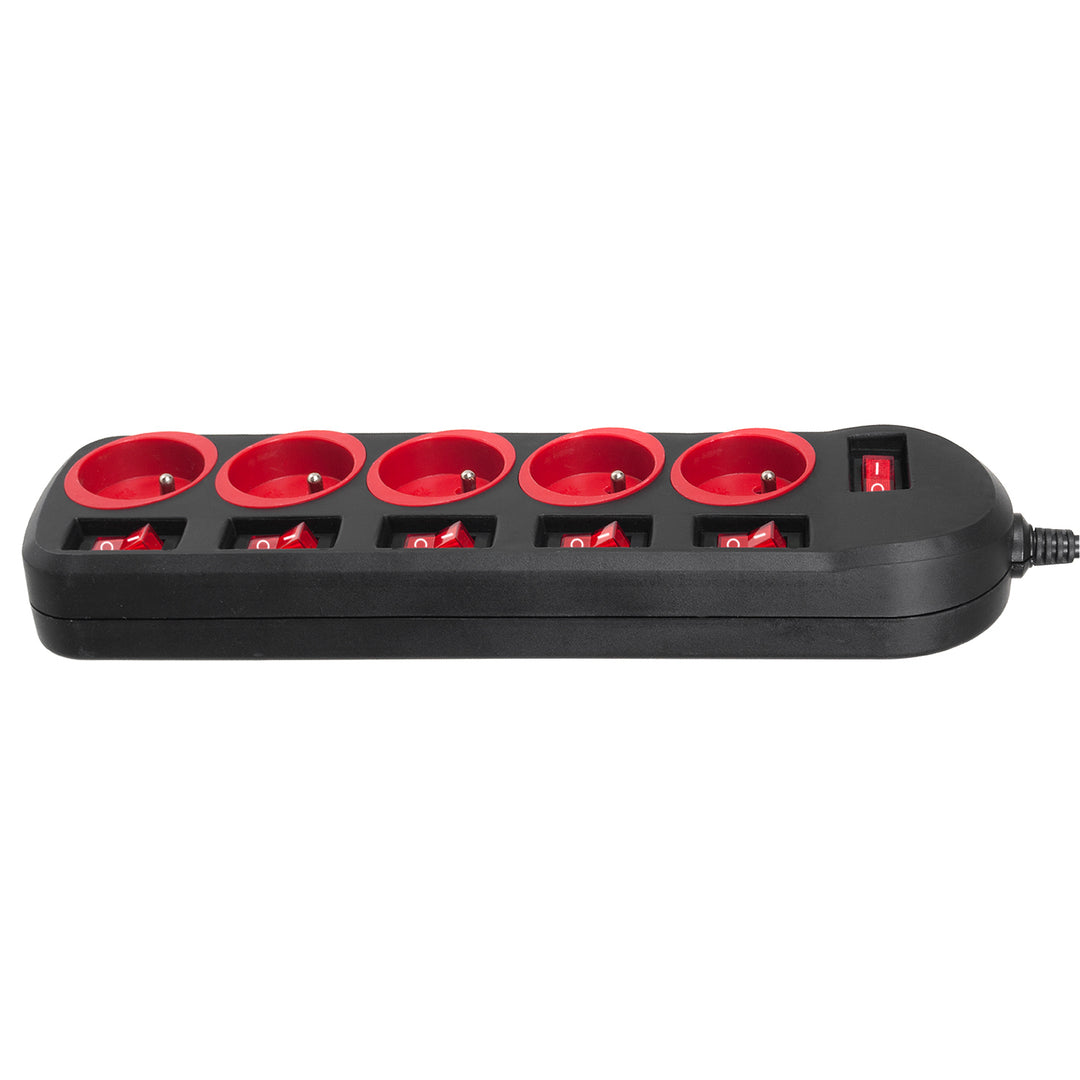 Maclean Steckdosenleiste, 5-poliges Verlängerungskabel, mit Schalter, 250VAC/10A, 1,5m, MCE204, 2 Stück