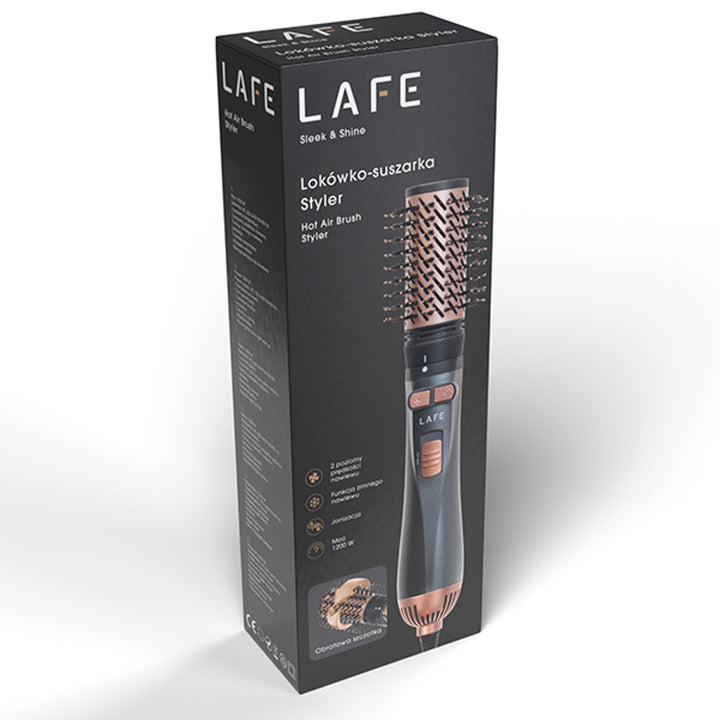 LAFE roterende krultang/droogtang, 2 snelheden, 3 warmtestanden, ionisatie, 1200W, Sleek and Shine Style