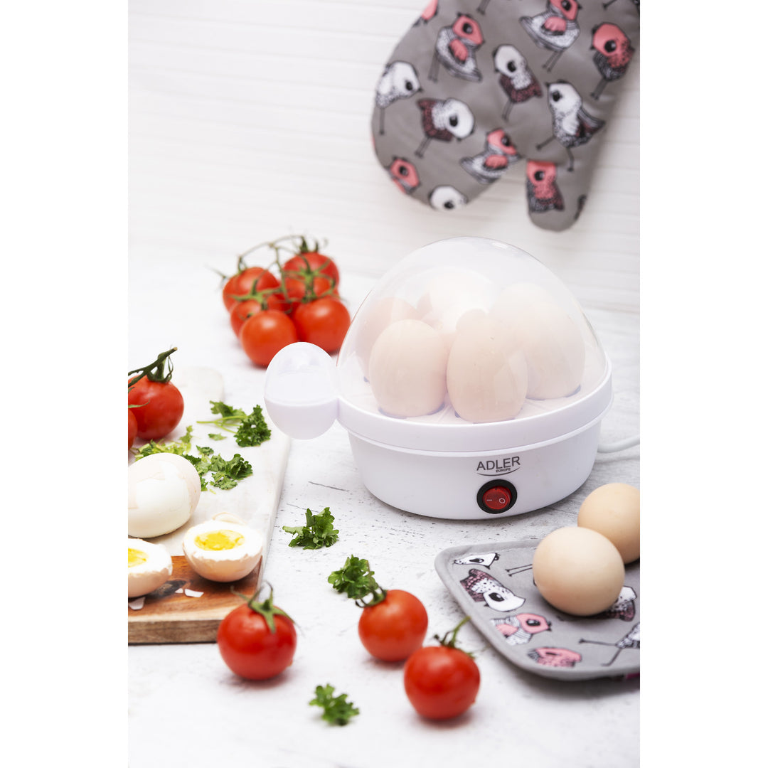 Adler automatic egg cooker, for 7 eggs, power 450W, white, AD 4459