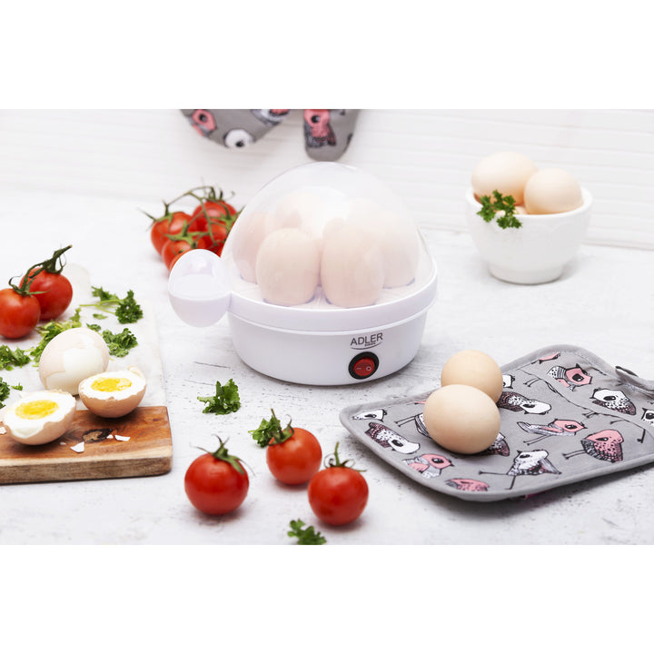 Adler automatic egg cooker, for 7 eggs, power 450W, white, AD 4459