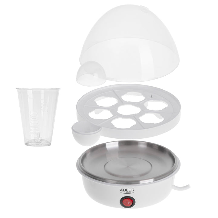 Adler automatic egg cooker, for 7 eggs, power 450W, white, AD 4459