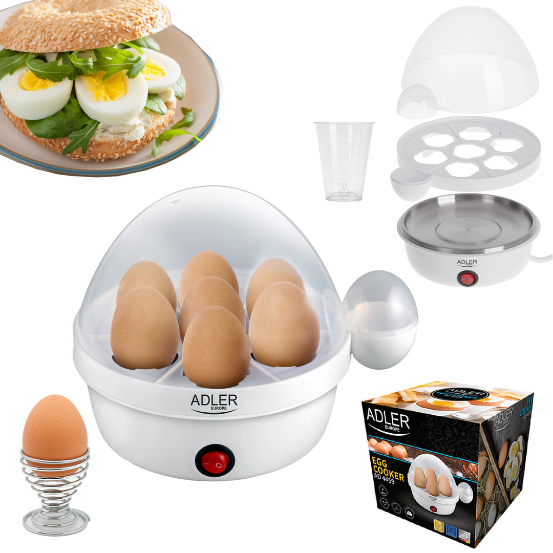 Adler automatic egg cooker, for 7 eggs, power 450W, white, AD 4459