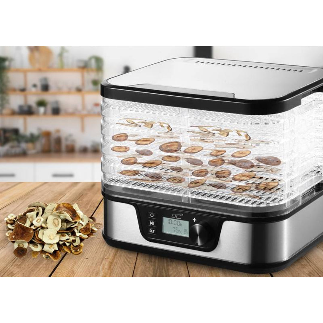 Dryer for mushrooms, vegetables, fruits, meats LTC, adjustable power, non-slip base, 5 trays, dishwasher safe, metal, with display, LXSR002