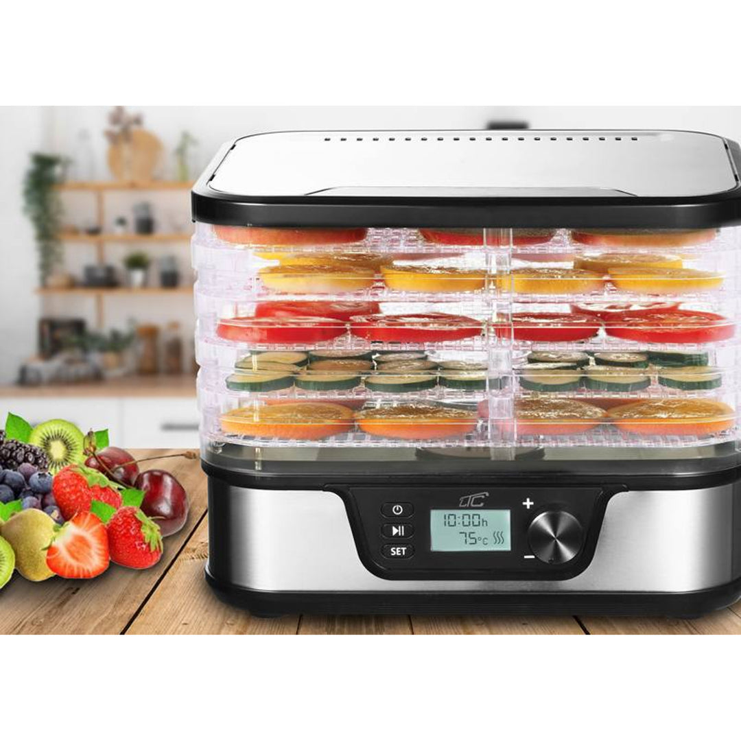 Dryer for mushrooms, vegetables, fruits, meats LTC, adjustable power, non-slip base, 5 trays, dishwasher safe, metal, with display, LXSR002