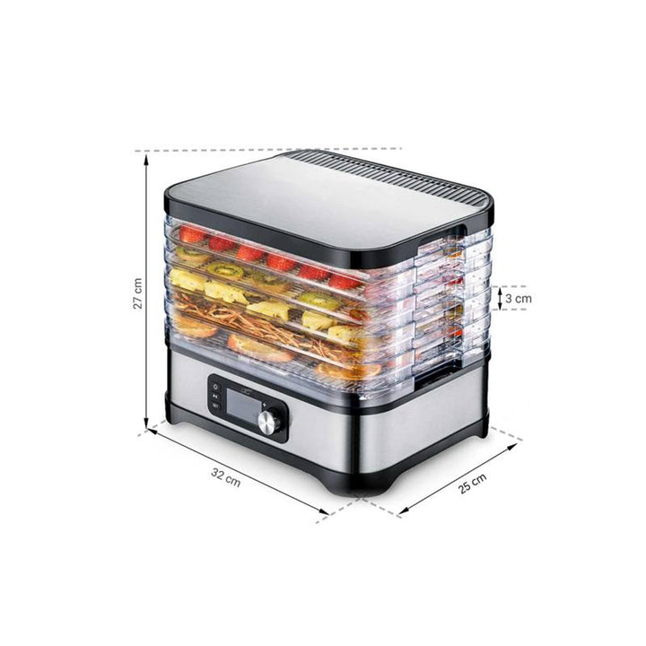 Dryer for mushrooms, vegetables, fruits, meats LTC, adjustable power, non-slip base, 5 trays, dishwasher safe, metal, with display, LXSR002