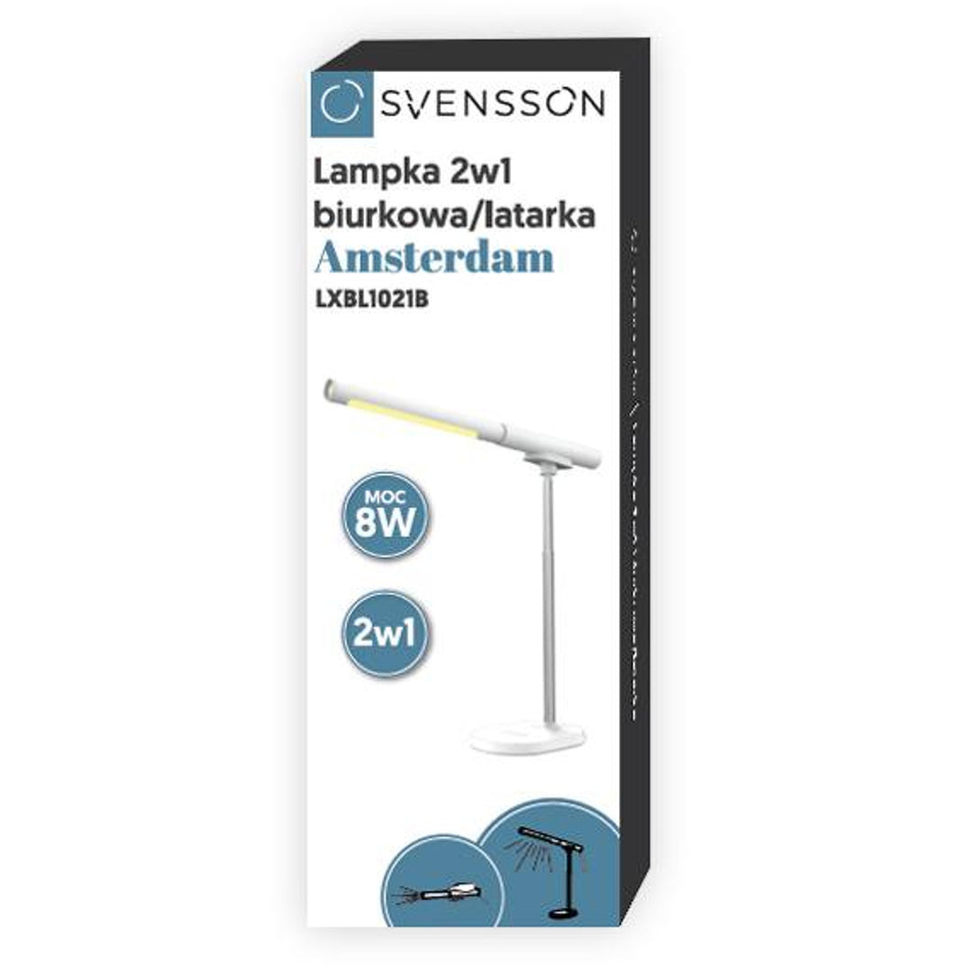 Svensson office lamp / flashlight, 2-in-1, 8W power, USB-C charging, adjustable brightness, LXBL1021B