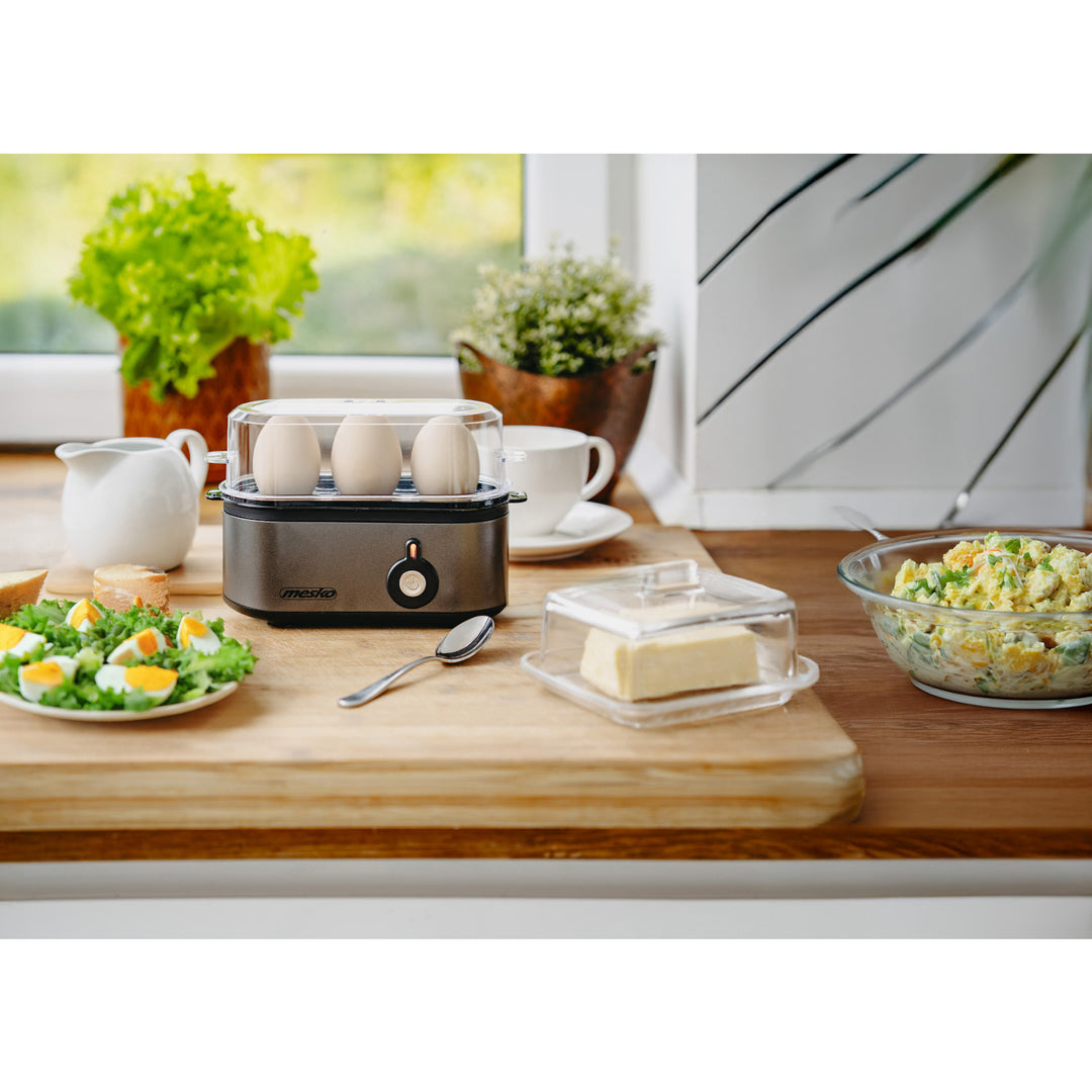 Cuiseur d'oeufs Mesko pour 3 oeufs, puissance 210W, étape de cuisson sélectionnable, voyant lumineux, MS 4485