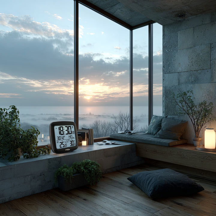 GreenBlue wireless weather station, with DCF system, calendar, alarm, GB542 + 4x Varta Industrial AAA alkaline battery