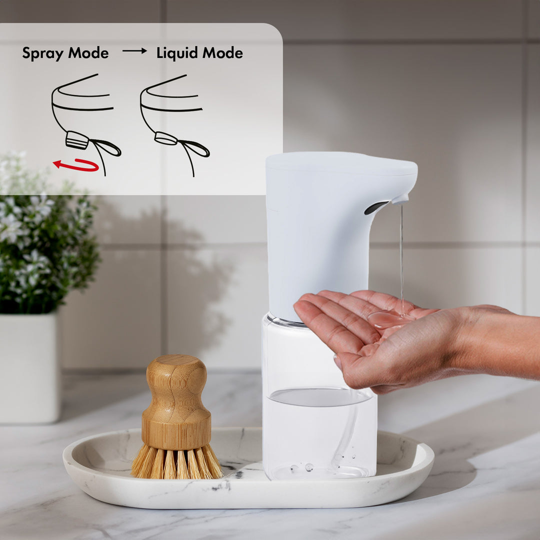 Dispensador automático Promedix, recipiente dispensador para jabones líquidos, líquidos desinfectantes, 300 ml, blanco, PR-540 W + 4 pilas Varta Industrial AA