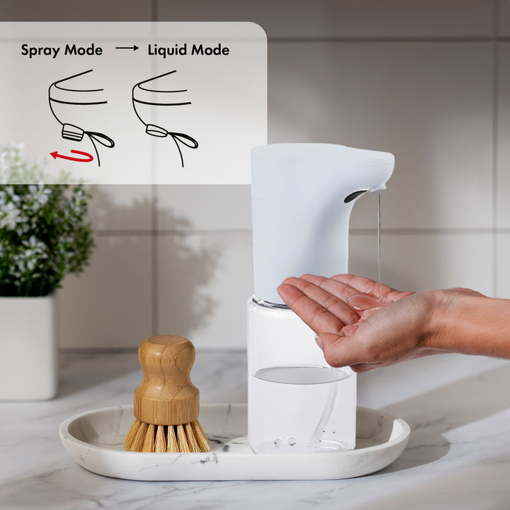 Dispensador automático Promedix, recipiente dispensador para jabones líquidos, líquidos desinfectantes, 300 ml, blanco, PR-540 W + 4 pilas Varta Industrial AA