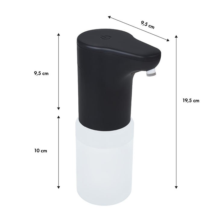 Dispensador automático Promedix, contenedor dispensador para jabones líquidos, líquidos desinfectantes, 300ml, negro, PR-540 B + 4 pilas AA Varta Industrial