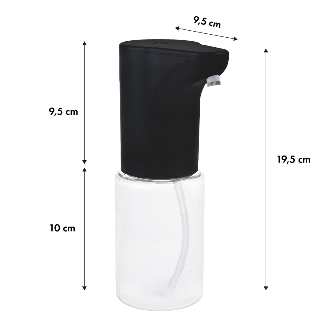 Dispensador automático Promedix, contenedor dispensador para jabones líquidos, líquidos desinfectantes, 300ml, negro, PR-540 B + 4 pilas AA Varta Industrial