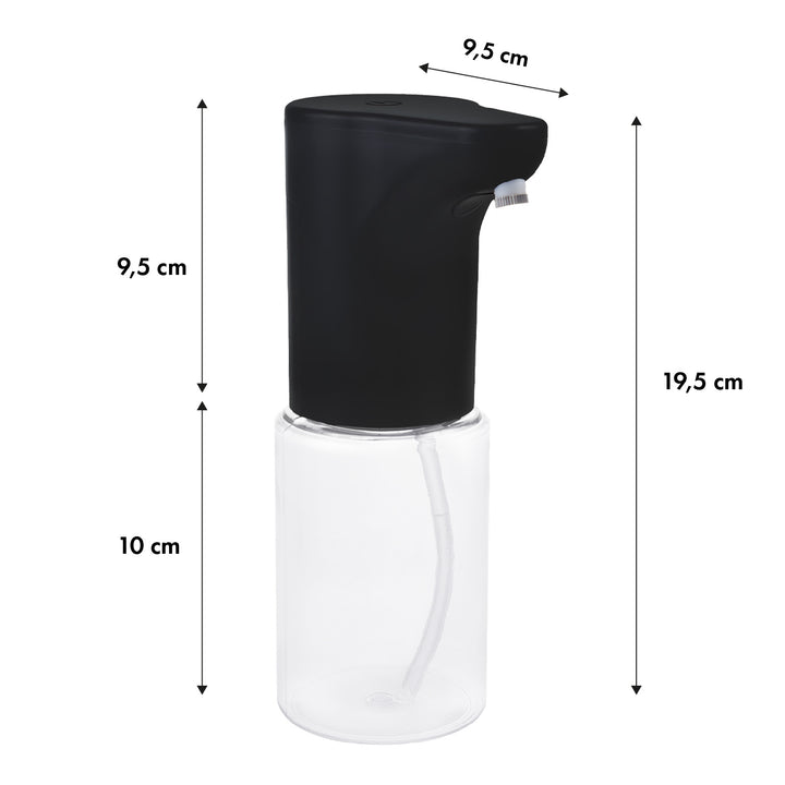Dispensador automático Promedix, contenedor dispensador para jabones líquidos, líquidos desinfectantes, 300ml, negro, PR-540 B + 4 pilas AA Varta Industrial