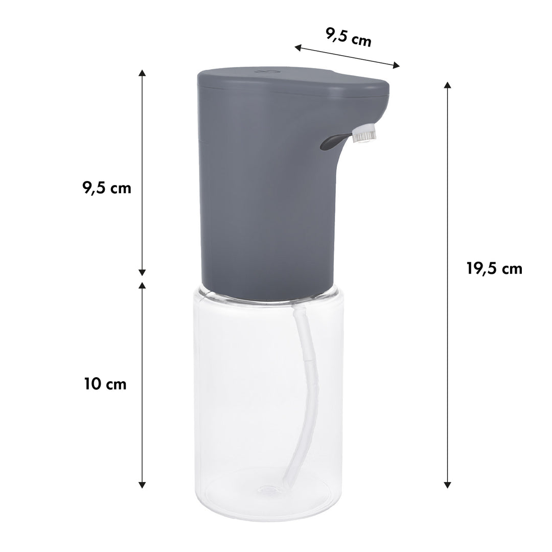 Dispensador automático Promedix, contenedor dispensador para jabones líquidos, líquidos desinfectantes, 300ml, gris, PR-540 GR + 4 pilas Varta Industrial AA