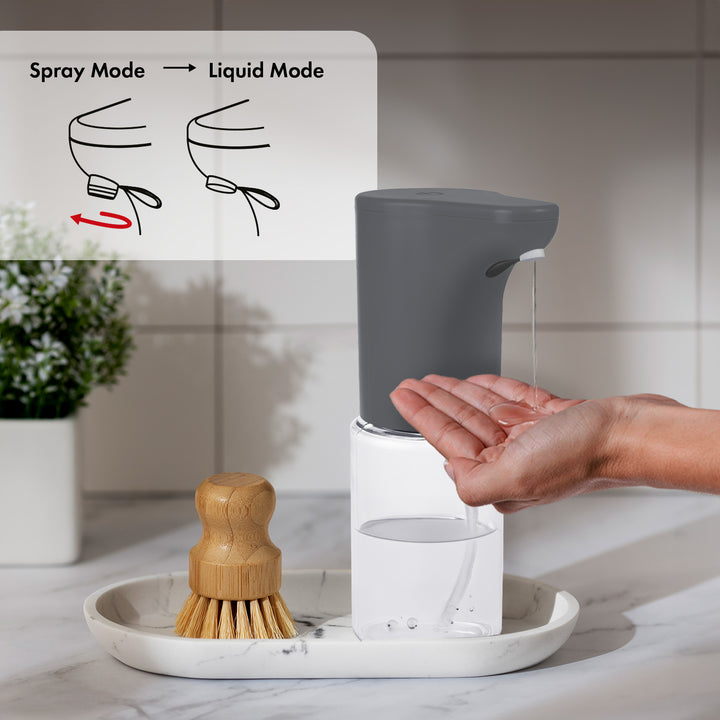 Dispensador automático Promedix, contenedor dispensador para jabones líquidos, líquidos desinfectantes, 300ml, gris, PR-540 GR + 4 pilas Varta Industrial AA