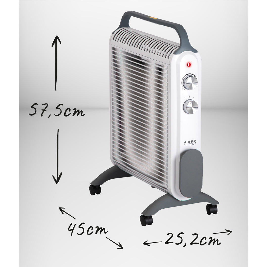 Convector heater, on wheels, 2 power levels, max 2000W, thermostat, AD 7750