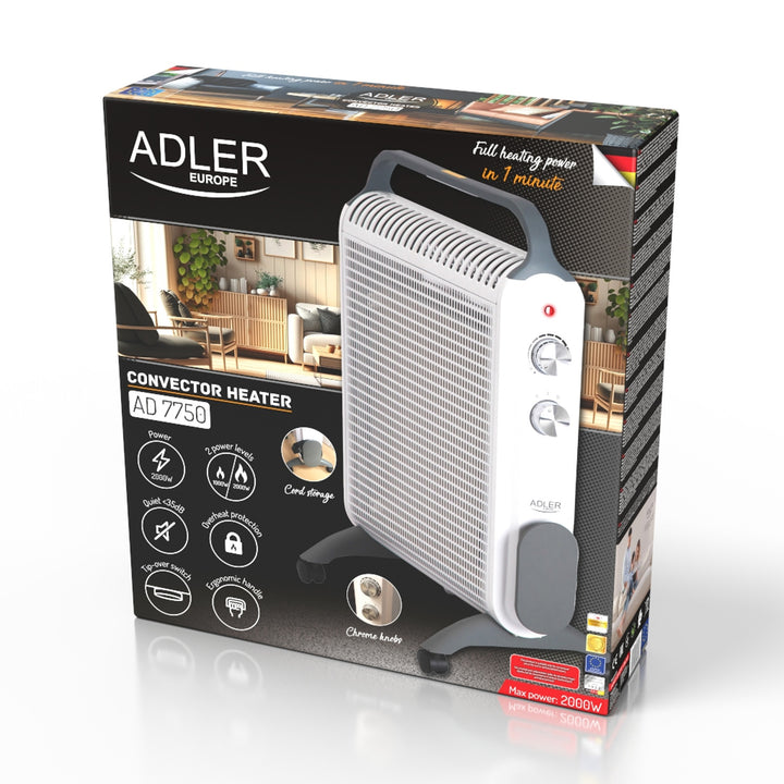 Convector heater, on wheels, 2 power levels, max 2000W, thermostat, AD 7750