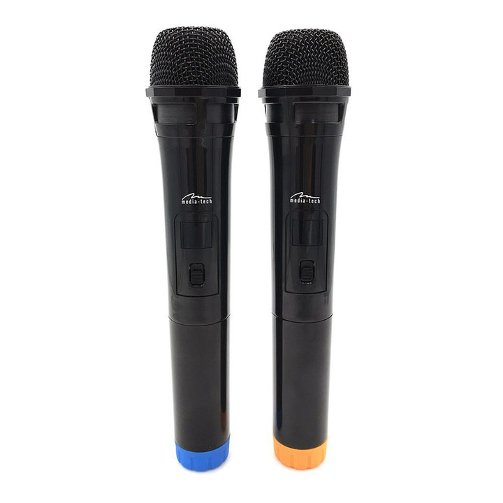Two wireless microphones with USB receiver for speaker with karaoke function, Mediatech MT395