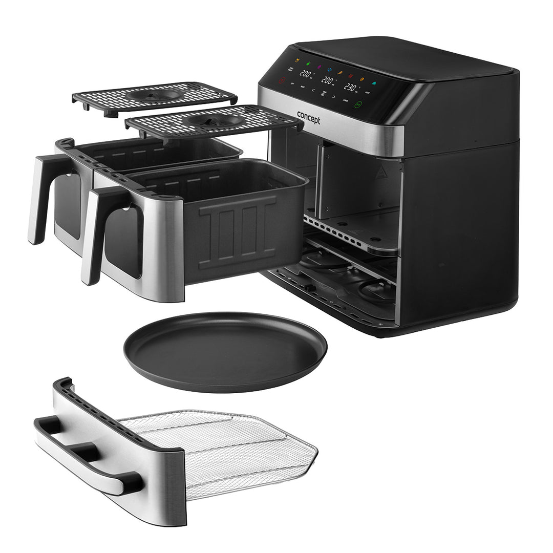 Concept greaseless fryer, 3 separate drawers, synchronized baking, 8 ready programs, FR9000