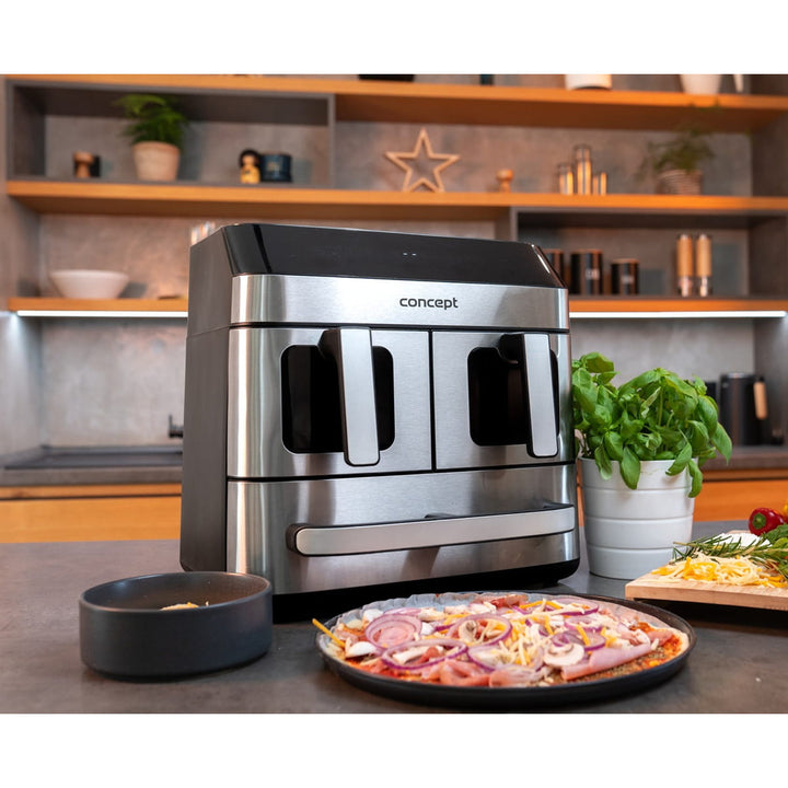 Concept greaseless fryer, 3 separate drawers, synchronized baking, 8 ready programs, FR9000