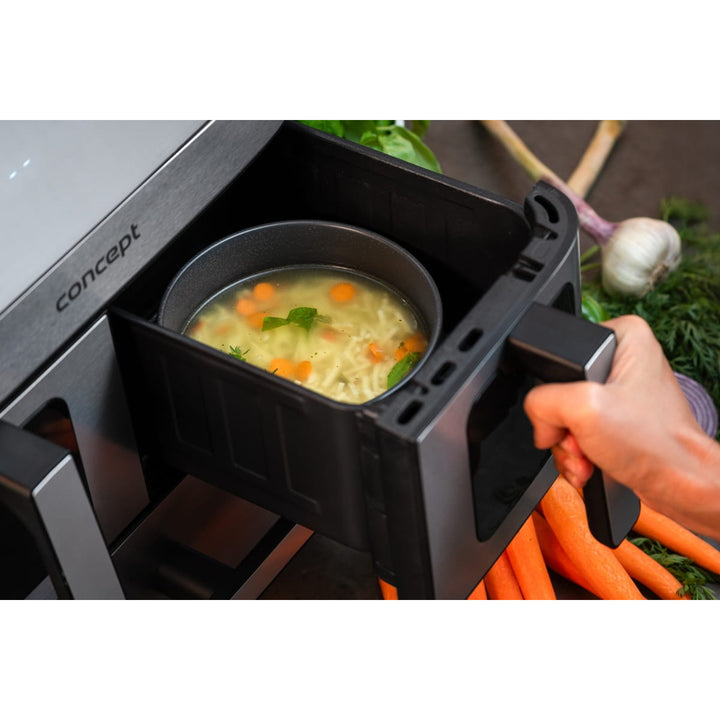 Concept greaseless fryer, 3 separate drawers, synchronized baking, 8 ready programs, FR9000