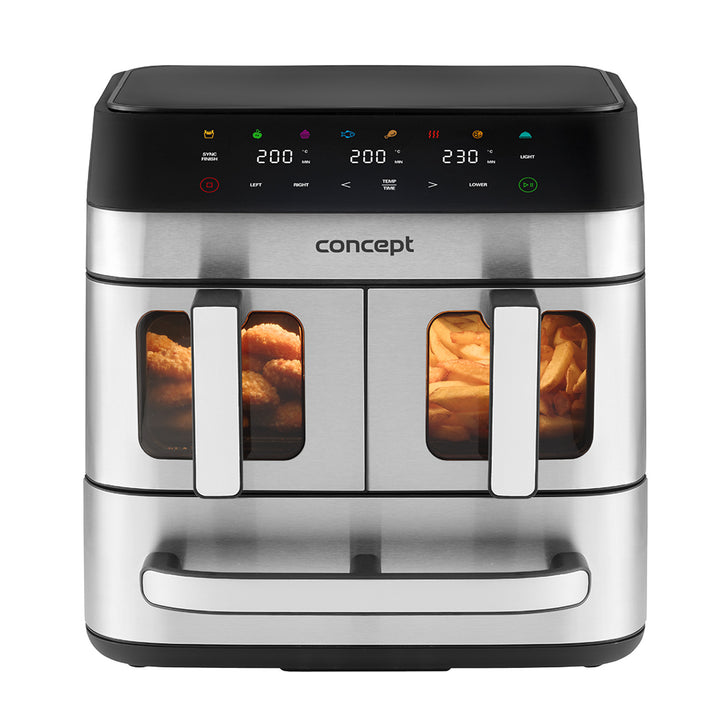 Concept greaseless fryer, 3 separate drawers, synchronized baking, 8 ready programs, FR9000