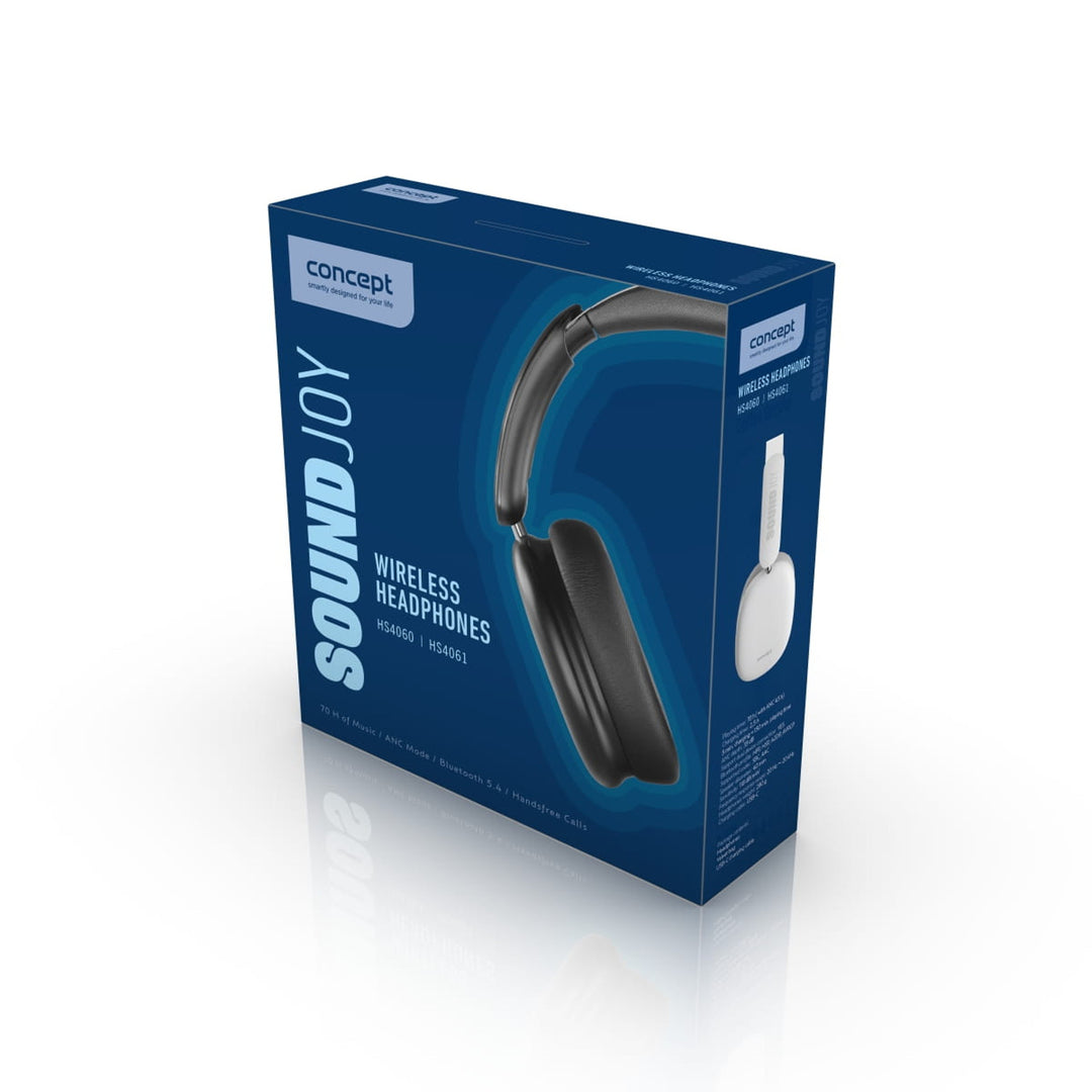 Concept SoundJoy wireless in-ear headphones, up to 70 hours playback time, Bluetooth 5.4, fast charging, active noise cancellation up to 33dB, black, HS4060
