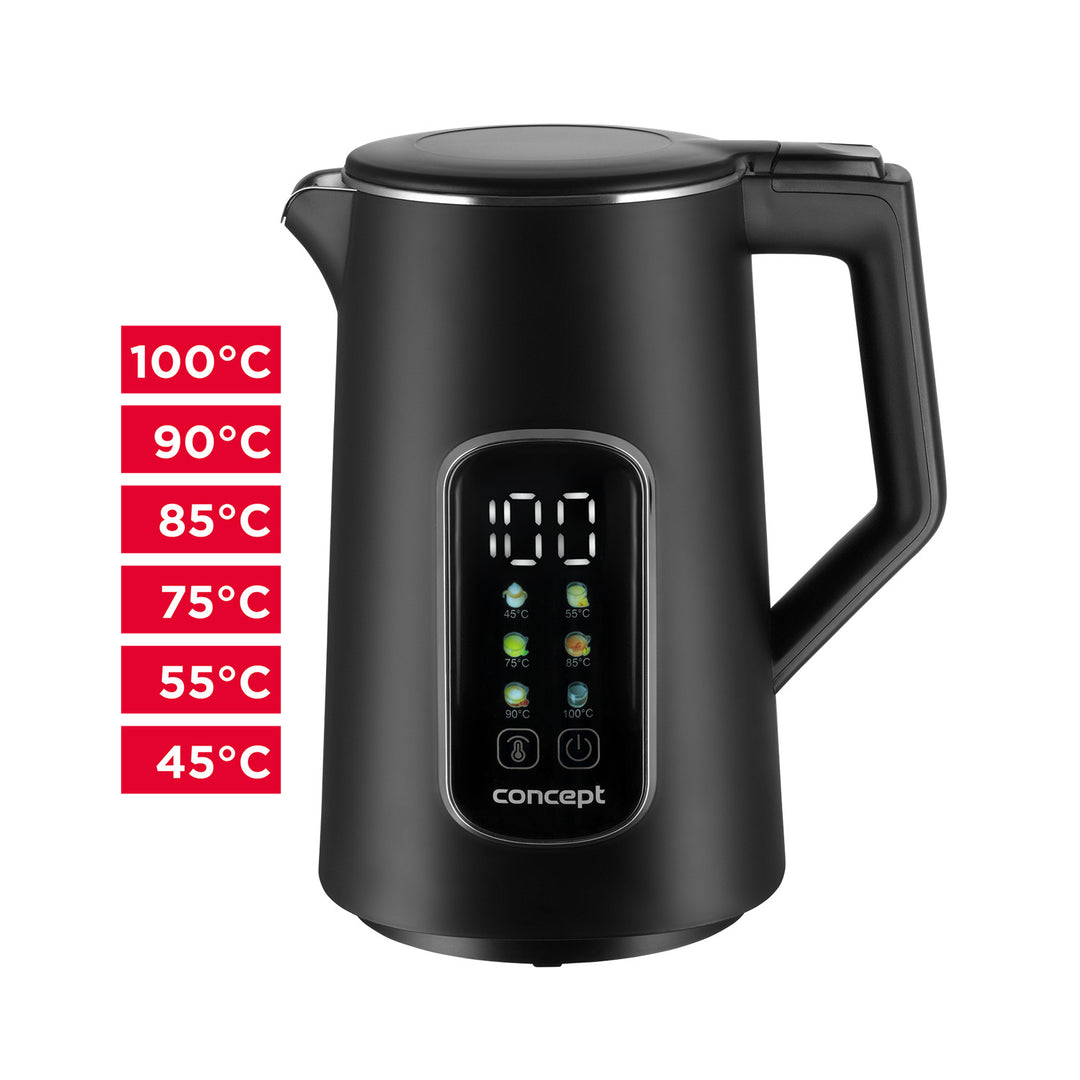 Concept electric kettle, 1.7L, temperature control, LED display, Cool touch surface, water level indicator, RK3385
