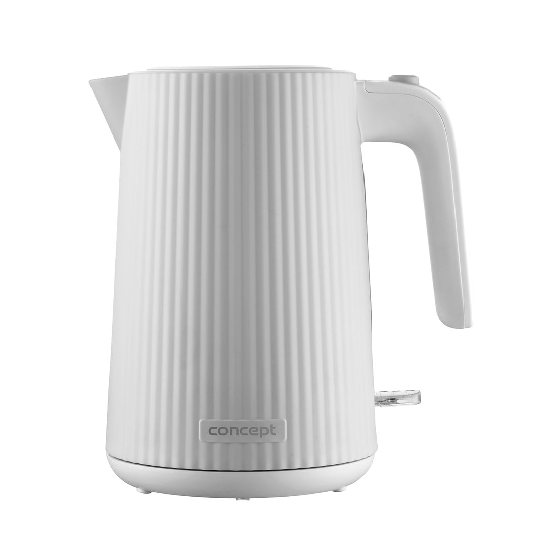Concept plastic electric kettle, 1.7L, fluted design, triple safety system, sediment filter, water level indicator, white, RK2390